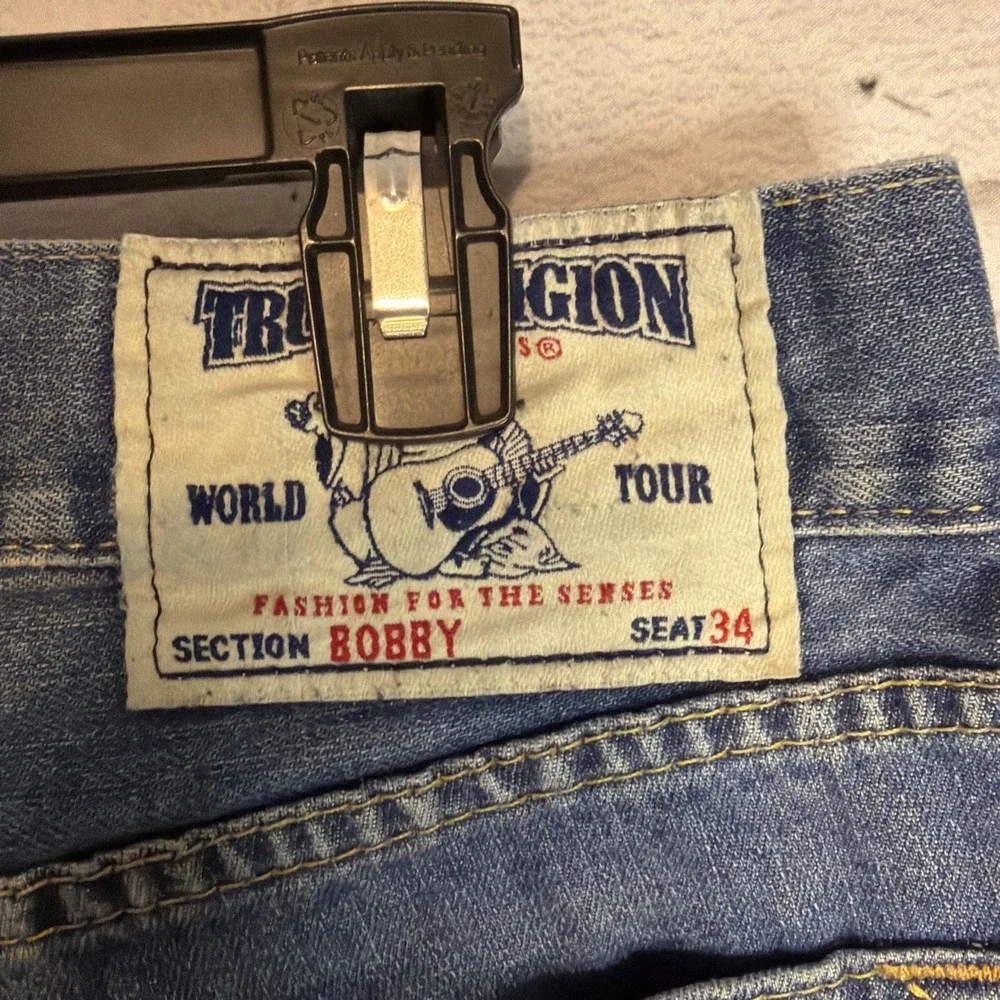 True Religion Straight Natural Jeans Men's 32 Embroidered Horseshoe Logo Blue